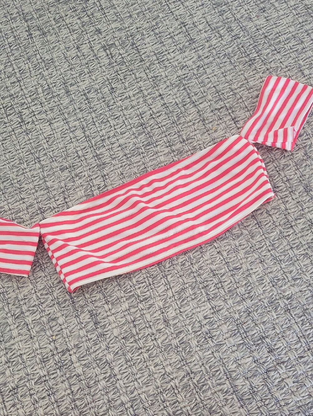 Aerie Pink and White Striped Bandeau Off-Shoulder Crop Top Xs